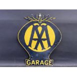 An AA Garage double sided tin advertising sign by Franco, 17 x 22".