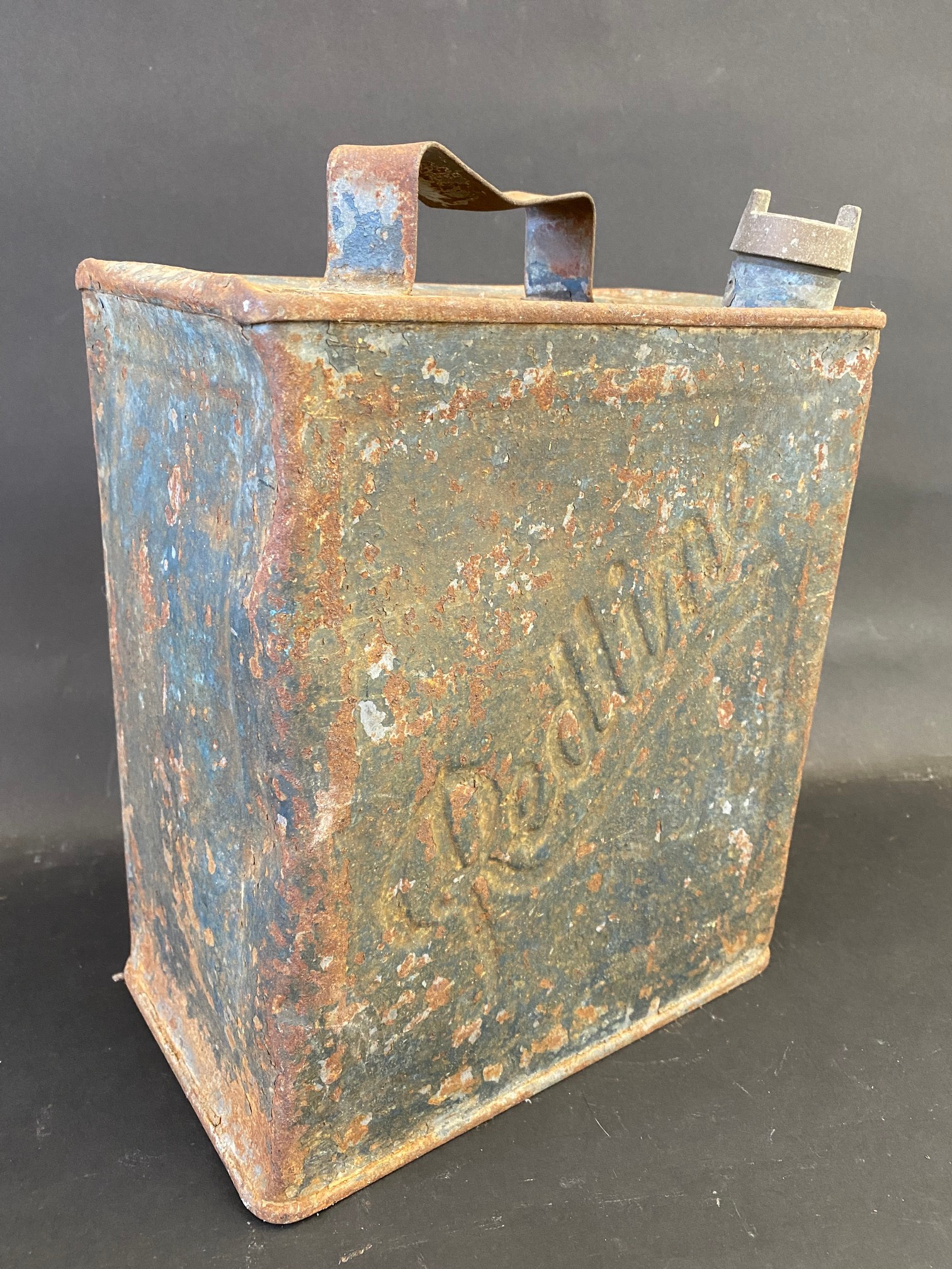 A Redline two gallon petrol can by Valor, indistinctly dated April 1921, in original condition and - Image 2 of 4