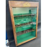 A rare Desmo garage distributor/retailer's single door cabinet, 24" w x 36" h x 7 1/2" d.