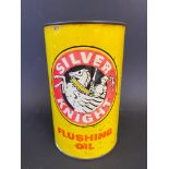 A Silver Knight Flushing Oil cylindrical quart can, unopened.