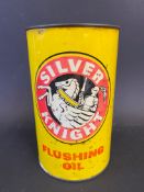 A Silver Knight Flushing Oil cylindrical quart can, unopened.