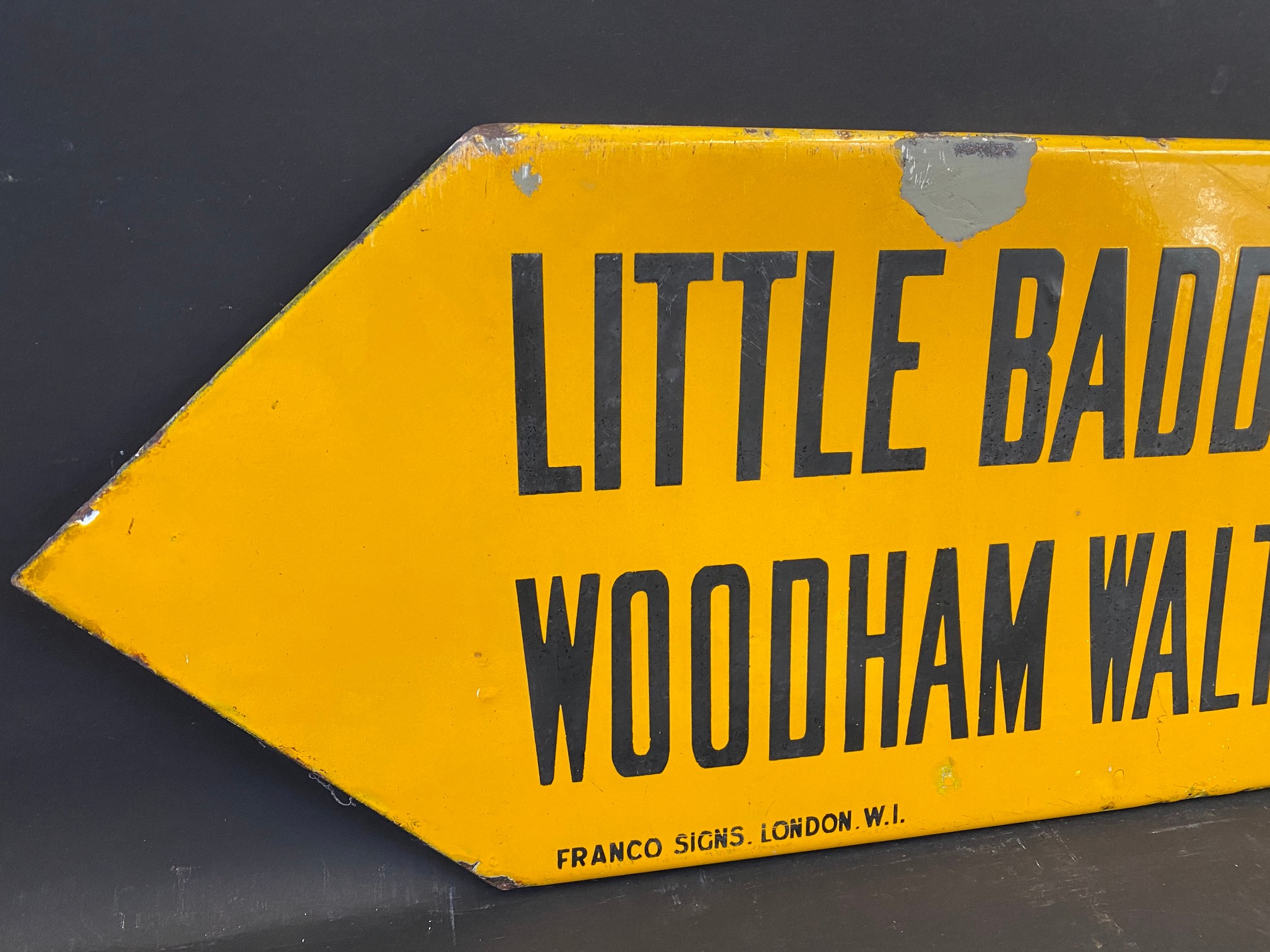 An AA double sided directional double sided enamel road sign by Franco pointing towards Little - Image 5 of 6