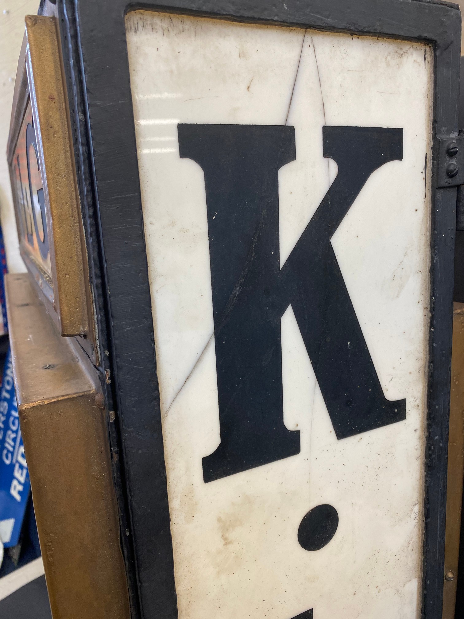 A rare and highly original K.L.G. garage advertising double sided clock with original dials and milk - Image 6 of 10