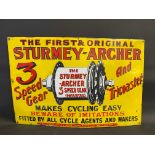 A Sturmey Archer 3-Speed Gear and Tricoaster pictorial enamel sign by Wildman & Meguyer, excellent