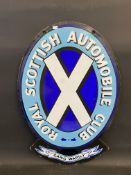A Royal Scottish Automobile Club double sided enamel sign of good colour, minor older re-touching,