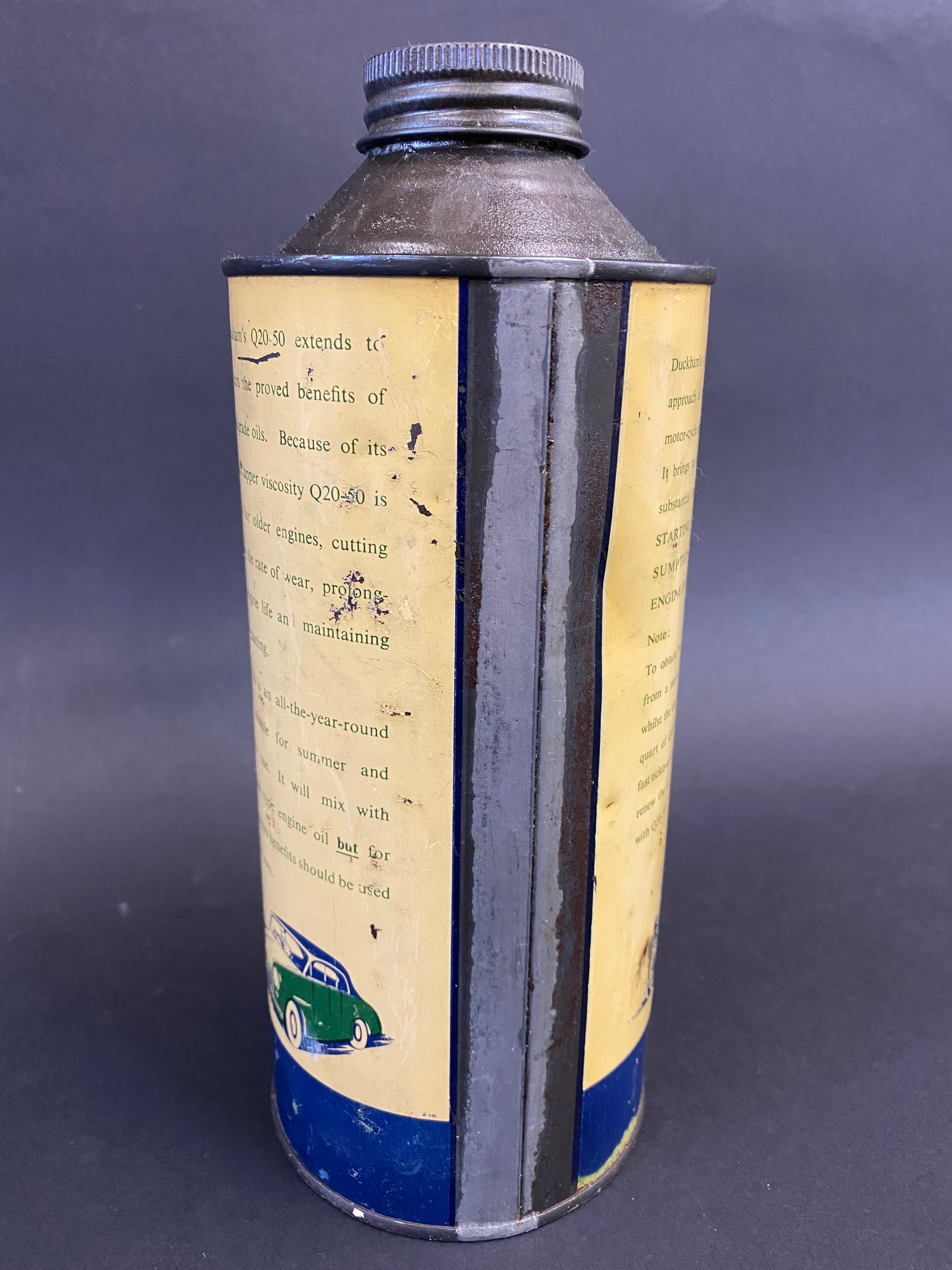 A Duckham's Q20-50 Multigrade Engine Oil cylindrical quart can. - Image 2 of 4