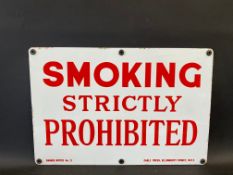 A 'Smoking Strictly Prohibited' Garage Notice No.1 rectangular enamel sign, in excellent