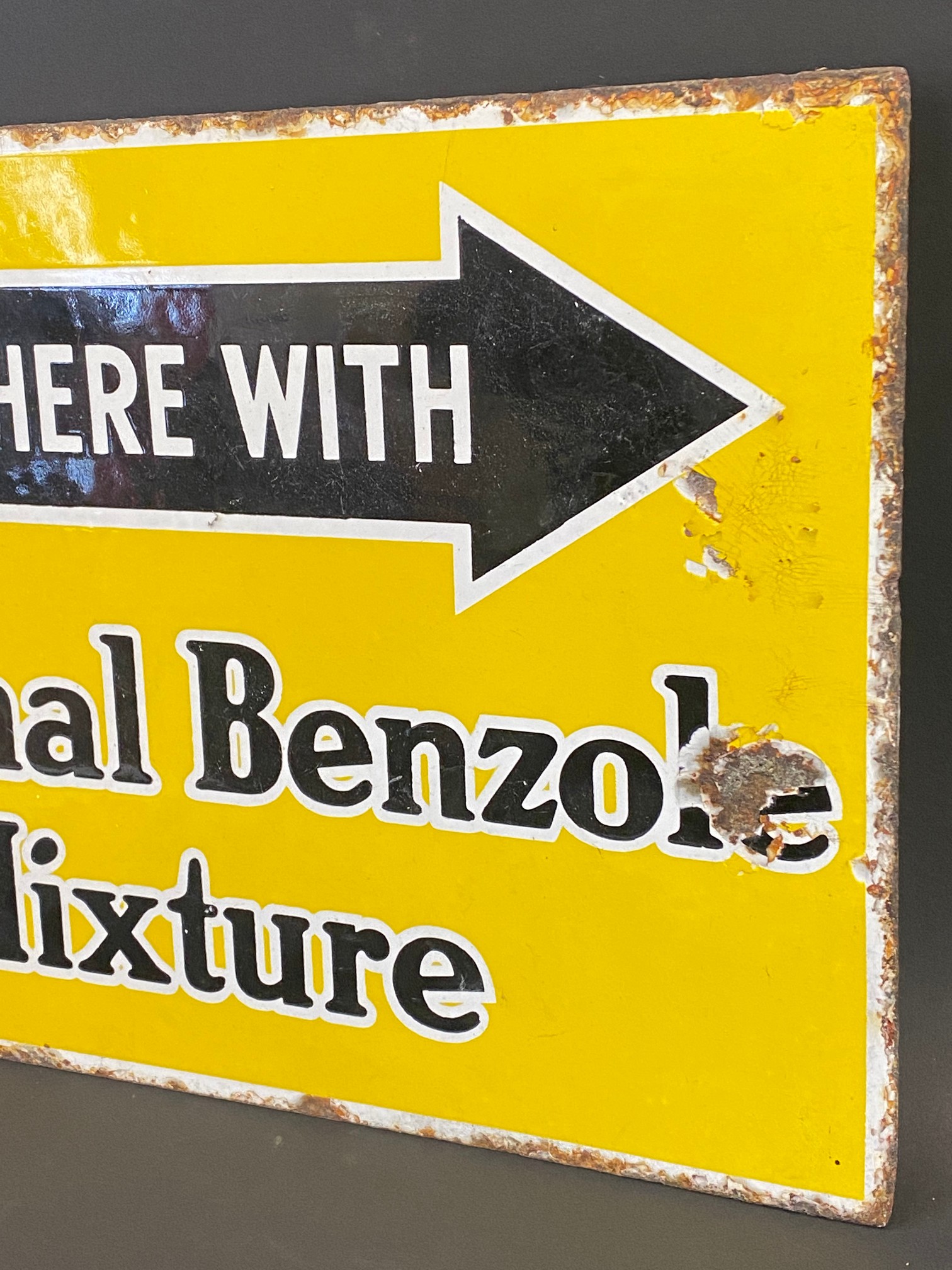 A National Benzole Mixture double sided enamel sign with hanging flange, 18 x 12". - Image 7 of 7