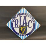 A Royal Irish Automobile Club 'Officially Appointed Hotel' lozenge shaped enamel sign, 28 x 28".