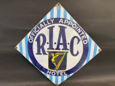 A Royal Irish Automobile Club 'Officially Appointed Hotel' lozenge shaped enamel sign, 28 x 28".