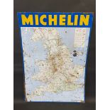 A Michelin tin map sign, reproduced from a 1966 edition map, 24 3/4 x 34".