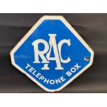 An RAC Telephone Box lozenge shaped single sided enamel sign, 22 1/2 x 22".