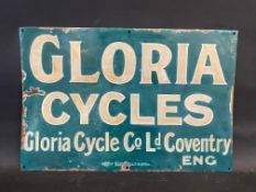 A Gloria Cycles of Coventry rectangular enamel sign by Patent Enamel, restored, 18 x 12".