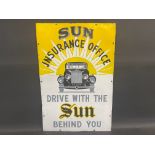 A Sun Insurance Office pictorial enamel sign, heavily restored, 20 x 30".