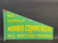 A rare Morris Commercial All-British Trucks double sided enamel pennant sign with hanging flange