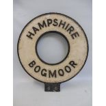 A circular double sided aluminium county marker by Gowshall Limited - Hampshire Bogmore, 15"