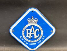 An RAC Get You Home Service lozenge shaped enamel sign, 11 x 11".