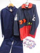 An RAC Technical Services boiler suit, an RAC roadside jacket plus an assortment of embroidered