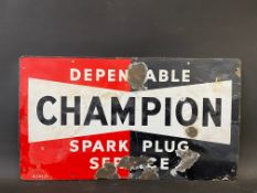 A Champion Spark Plug Service rectangular enamel sign, 23 x 13".