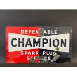 A Champion Spark Plug Service rectangular enamel sign, 23 x 13".