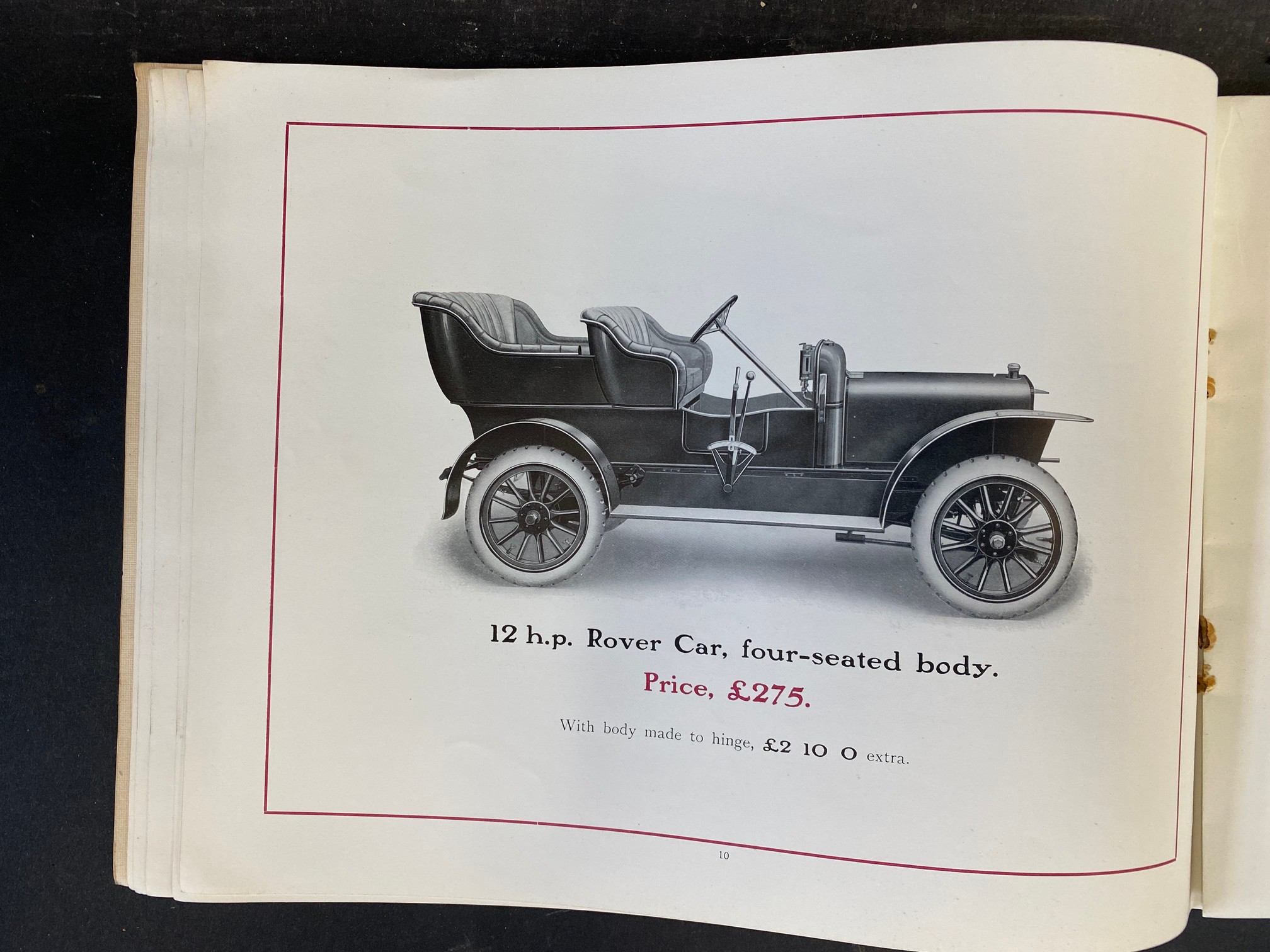 A Rover Cars sales brochure from 1909 featuring the 20hp, the 15hp, the 12hp, the 8hp and the 6hp. - Image 6 of 9