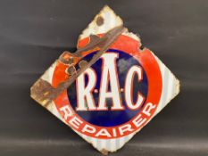 An R.A.C. Repairer lozenge shaped double sided enamel sign, 28 x 28".