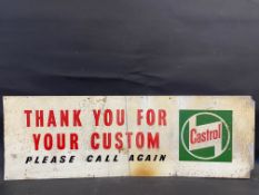 A Castrol Thank You For Your Custom rectangular aluminium sign, 48 x 16".