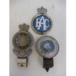 Three early RAC car badges.