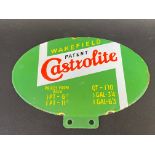 A rare Wakefield Patent Castrolite double sided enamel oval price tag, in good condition, 8 x 5 3/