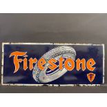 A Firestone rectangular enamel sign, some restoration, 48 x 20".