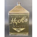 An incredibly rare Hyde's Jowett Oil square gallon pyramid can, in good original condition.