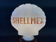 A Shellmex glass petrol pump globe by Hailware, fully stamped underneath, one large chip to neck