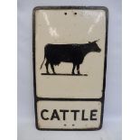 An aluminum road sign - Cattle, 12 x 21".