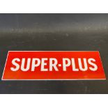 A Super-Plus glass petrol pump brand insert, 12 1/4 x 4".