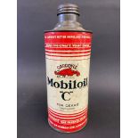 A Gargoyle Mobiloil 'C' grade cylindrical quart can, in good condition.