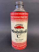 A Gargoyle Mobiloil 'C' grade cylindrical quart can, in good condition.