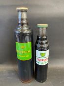 A BP Energol quart oil bottle plus a pint bottle with later version label.