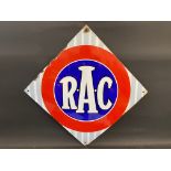 An RAC lozenge shaped enamel sign by Bruton of Palmers Green, good gloss, 25 1/2 x 25 1/2".