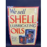 A Shell Lubricating Oils 'Every Drop Tells' pictorial enamel sign with some patches of
