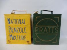 A Pratts two gallon petrol can, with correct cap, by Valor, dated September '34 plus a National