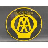 An AA circular double sided enamel sign in very good condition, 18" diameter.