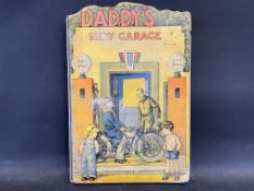 An early children's book titled 'Daddy's New Garage, depicting a garage scene to the front.
