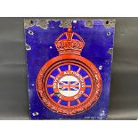 An early and rare RAC rectangular enamel sign with central emblem to both sides, British version