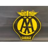 An AA Garage double sided enamel sign by Franco, 22 x 25".