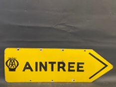 An AA double sided directional arrow enamel sign with lettering (raised enamel not stencil or paint)