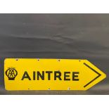 An AA double sided directional arrow enamel sign with lettering (raised enamel not stencil or paint)