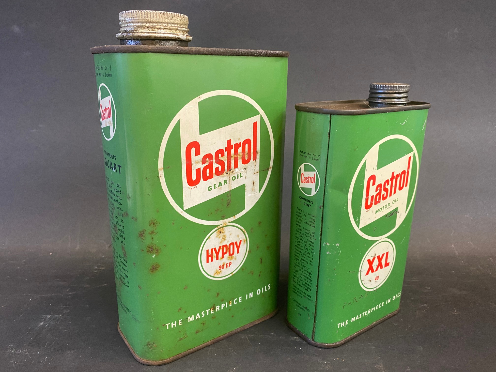 A Castrol Gear oil quart can plus a Motor Oil XXL grade pint can. - Image 2 of 2