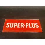 A Super-Plus glass petrol pump brand insert, 11 x 4 1/4".