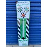 A Duckham's Adcoids enamel advertising thermometer garage sign in very good condition, complete with