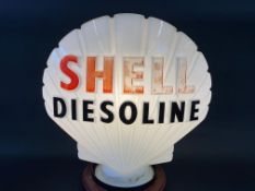 A Shell Diesoline glass petrol pump globe by Hailware, faint stamps underneath, minor nibbles to